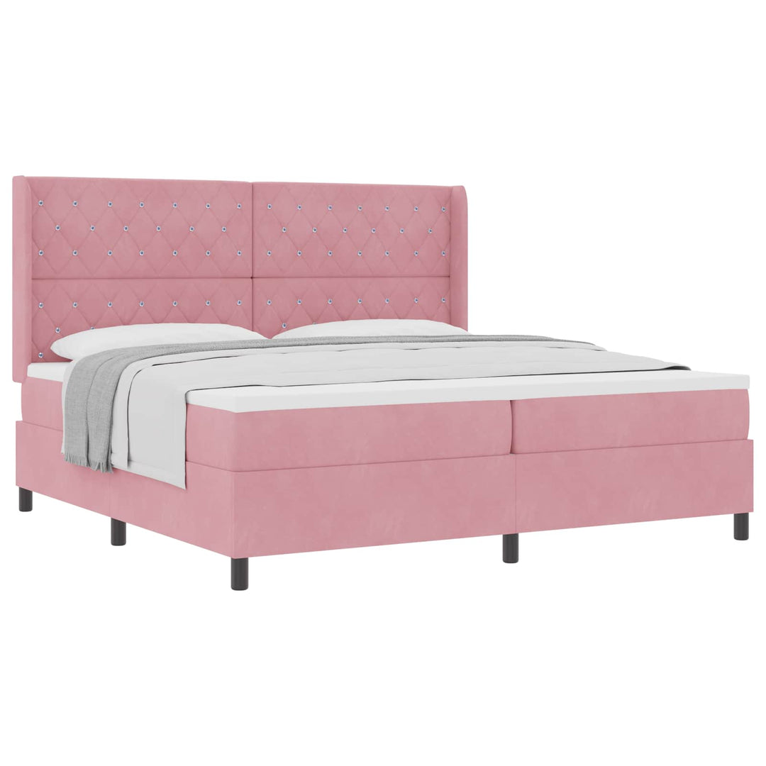 Box spring seng med madras Lyserød 200 x 200 cm Fløjl