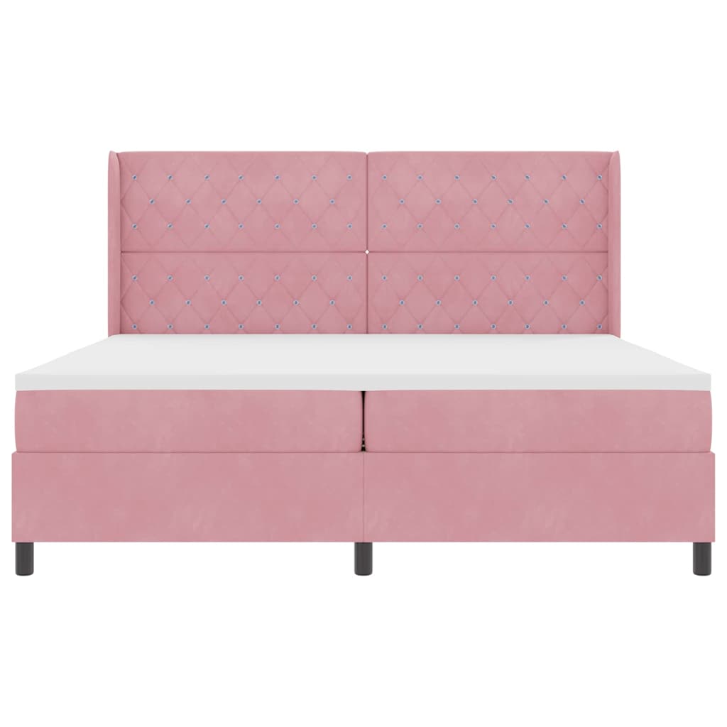 Box spring seng med madras Lyserød 200 x 200 cm Fløjl