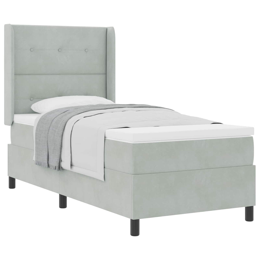 Box spring seng med madras Lysegrå 80 x 200 cm Fløjl