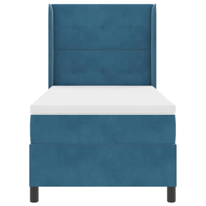 Box spring seng med madras med hovedgærde Blå 80 x 200 cm Fløjl