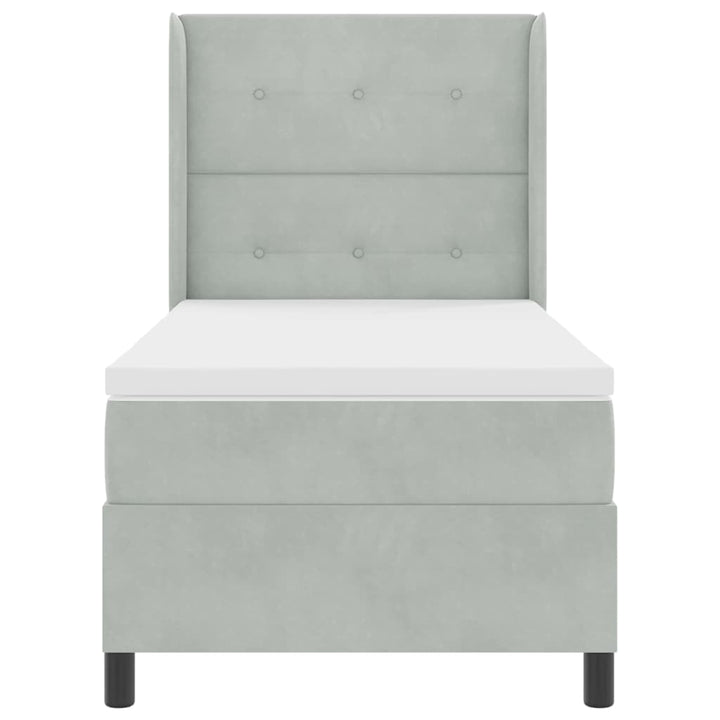 Box spring seng med madras Lysegrå 90 x 190 cm Fløjl