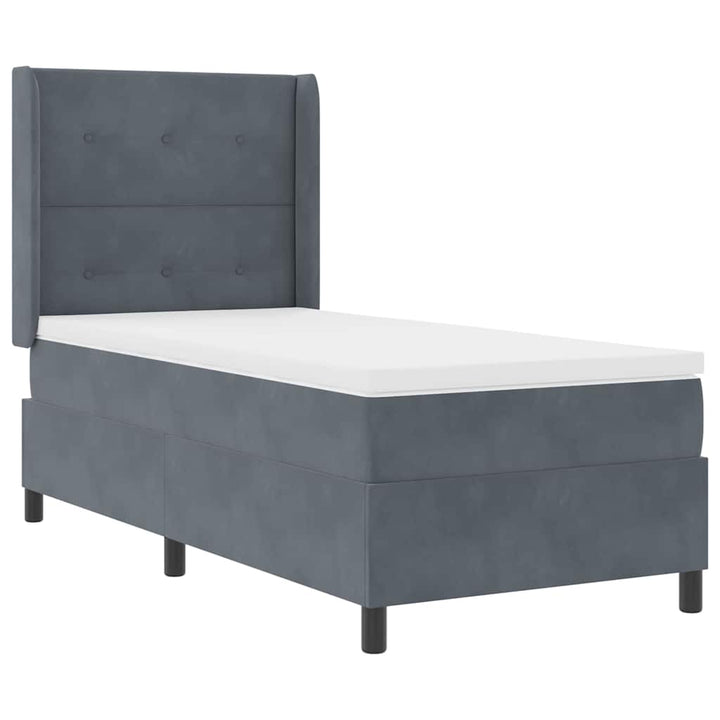 Box spring seng med hovedgærde Mørkegrå 90 x 190 cm Fløjl