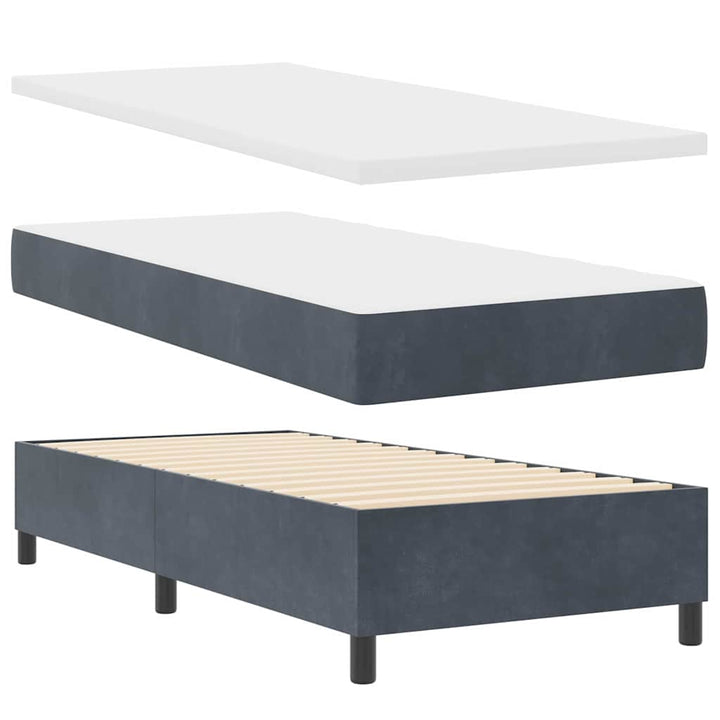 Box spring seng med hovedgærde Mørkegrå 90 x 190 cm Fløjl