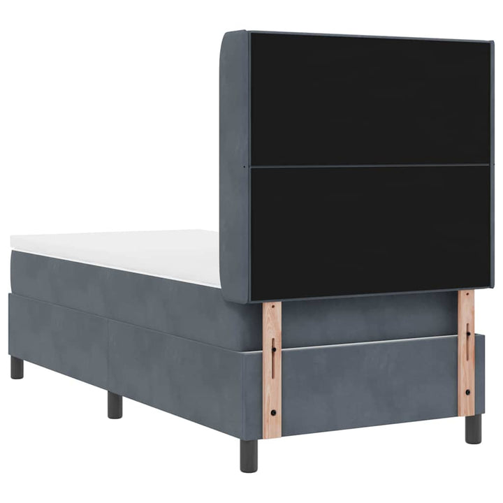 Box spring seng med hovedgærde Mørkegrå 90 x 190 cm Fløjl
