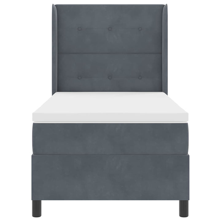 Box spring seng med hovedgærde Mørkegrå 90 x 190 cm Fløjl