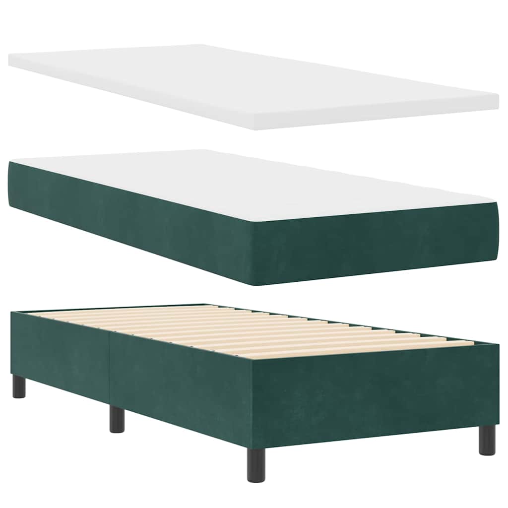 Box spring seng med hovedgærde Mørkegrøn 90 x 190 cm Fløjl
