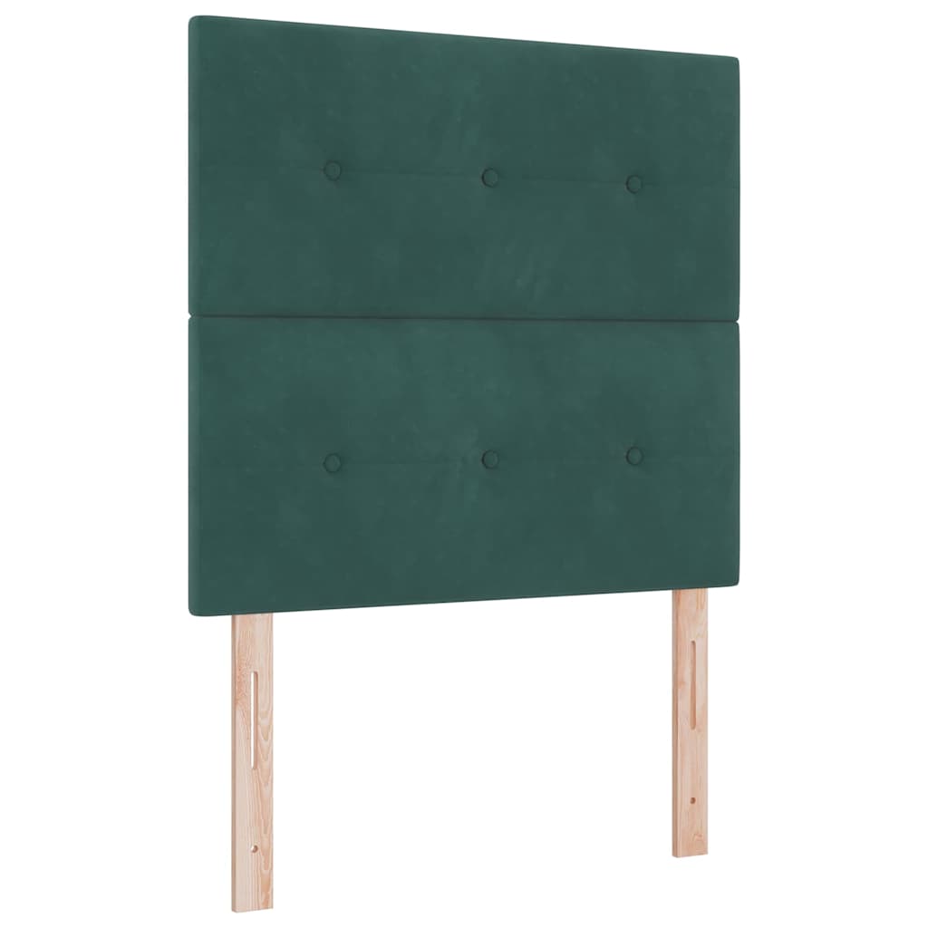 Box spring seng med hovedgærde Mørkegrøn 90 x 190 cm Fløjl