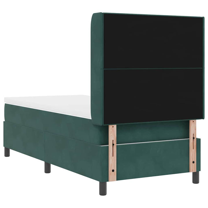 Box spring seng med hovedgærde Mørkegrøn 90 x 190 cm Fløjl