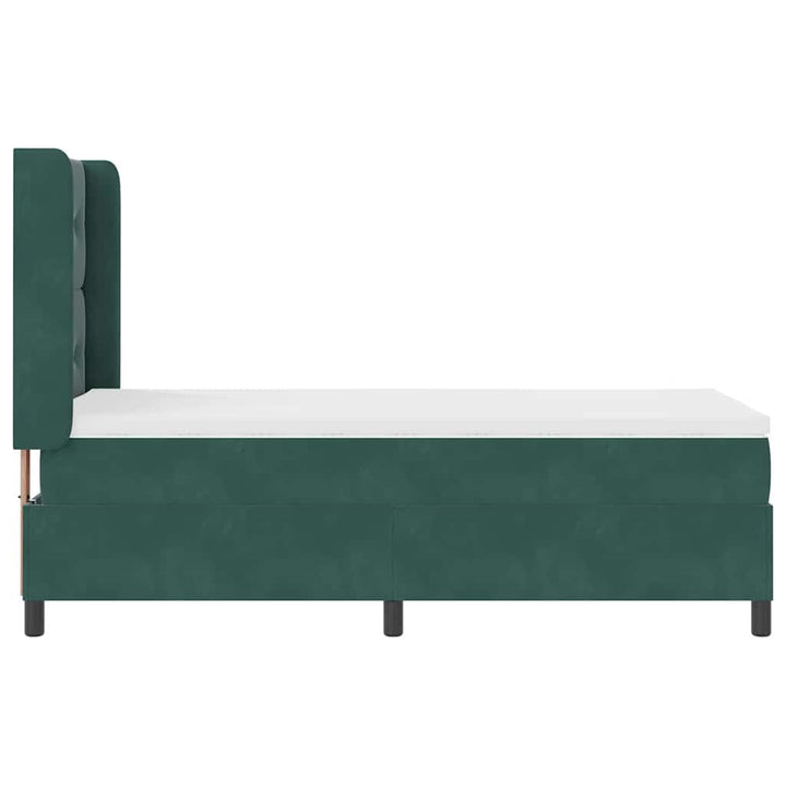 Box spring seng med hovedgærde Mørkegrøn 90 x 190 cm Fløjl