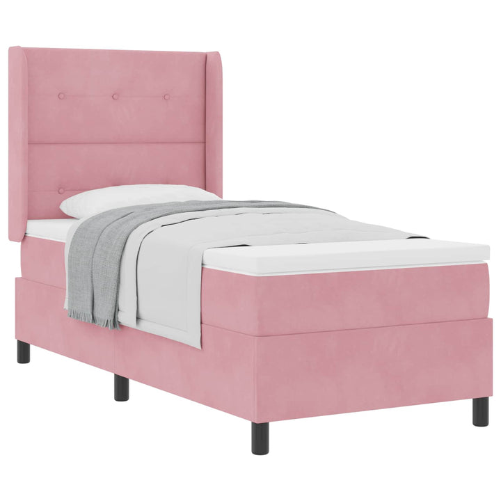 Box spring seng med madras Lyserød 90 x 190 cm Fløjl