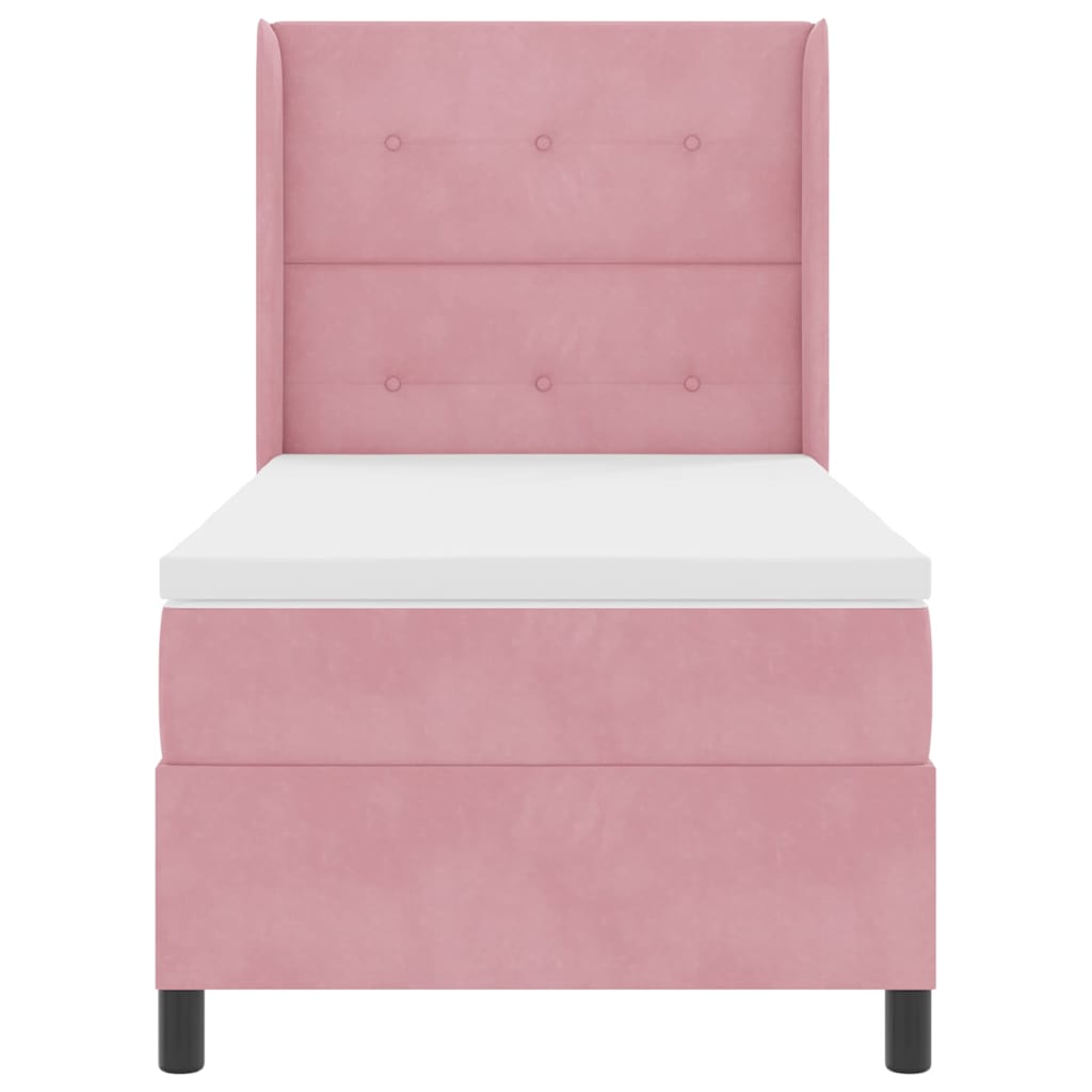 Box spring seng med madras Lyserød 90 x 200 cm Fløjl