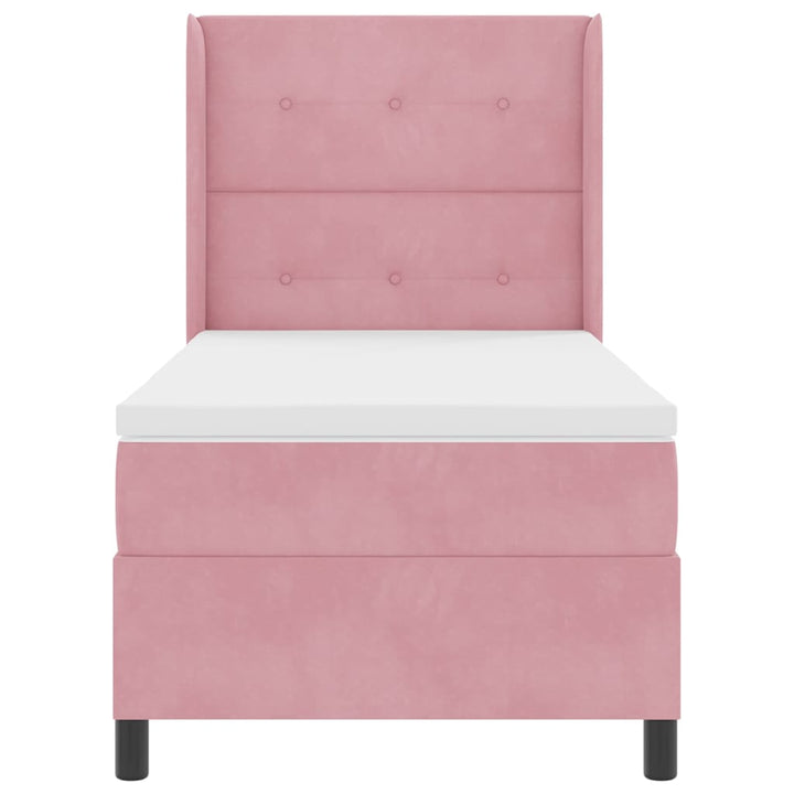 Box spring seng med madras Lyserød 90 x 200 cm Fløjl