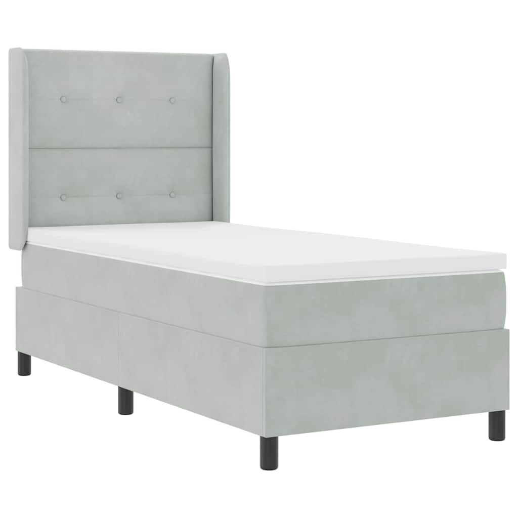 Box spring seng med madras Lysegrå 100 x 200 cm Fløjl