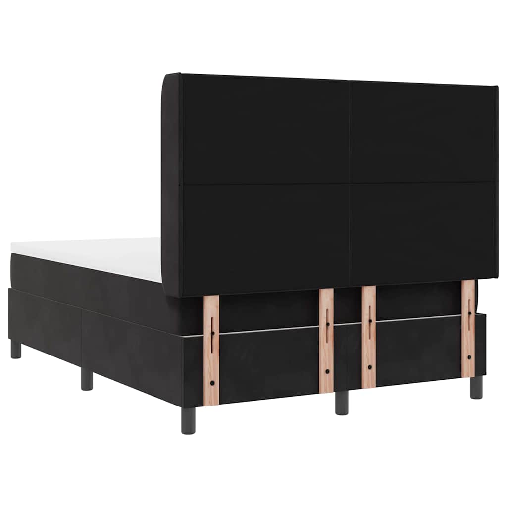 Box spring seng med madras Sort 140 x 190 cm Fløjl