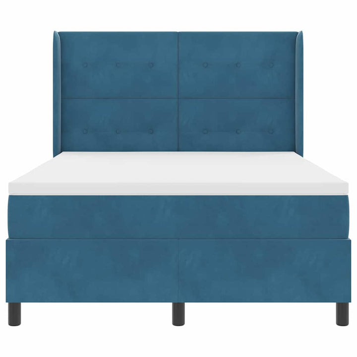 Box spring seng med madras Blå 140 x 190 cm Fløjl