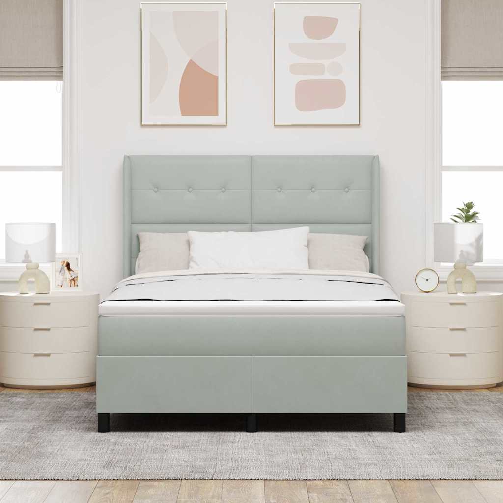 Box spring seng med madras Lysegrå 140 x 200 cm Fløjl