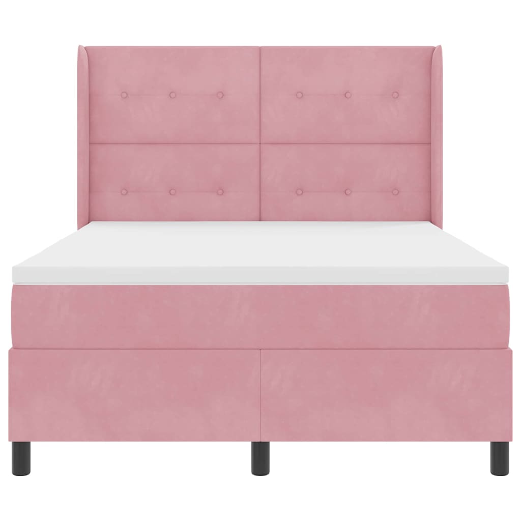 Box spring seng med madras Lyserød 140 x 200 cm Fløjl