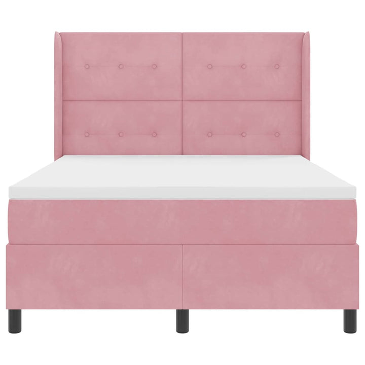 Box spring seng med madras Lyserød 140 x 200 cm Fløjl