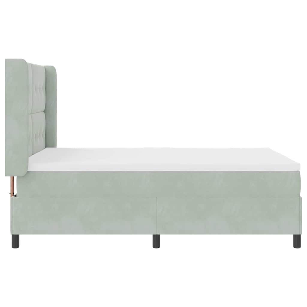 Box spring seng med hovedgærde Lysegrå 160 x 200 cm Fløjl