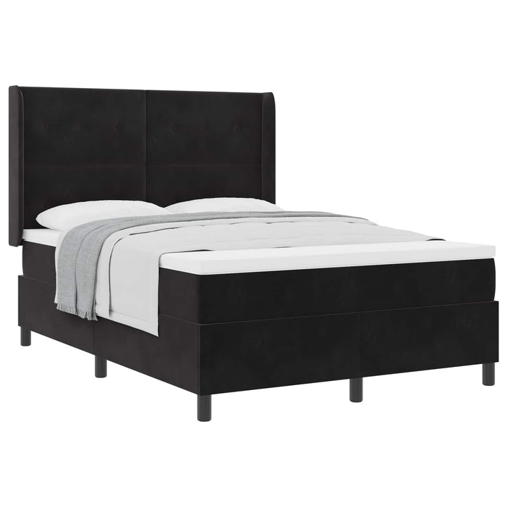 Box spring seng med madras Sort 160 x 200 cm Fløjl