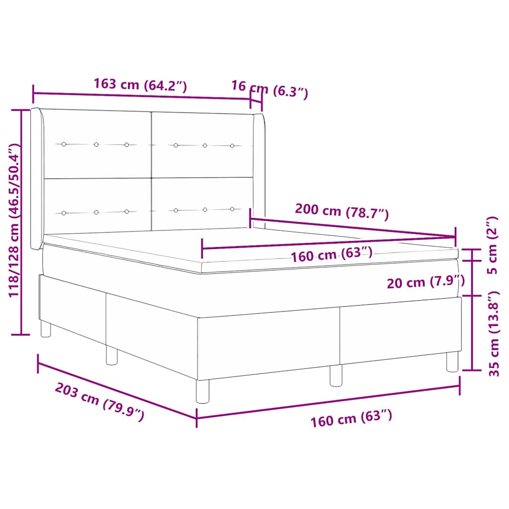 Box spring seng med hovedgærde Mørkegrøn 160 x 200 cm Fløjl