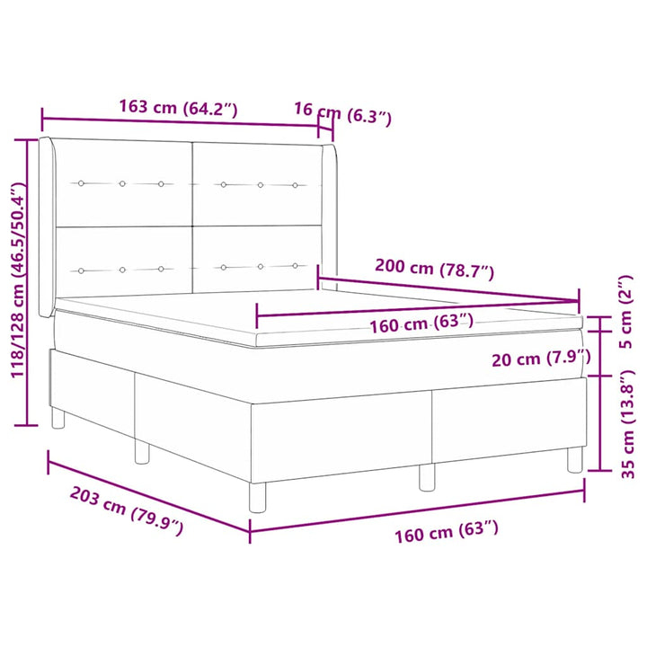 Box spring seng med hovedgærde Mørkegrøn 160 x 200 cm Fløjl