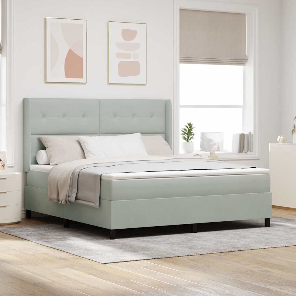 Box spring seng med madras Lysegrå 180 x 200 cm Fløjl