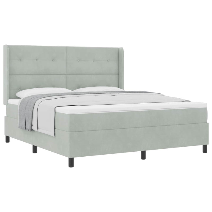 Box spring seng med madras Lysegrå 180 x 200 cm Fløjl
