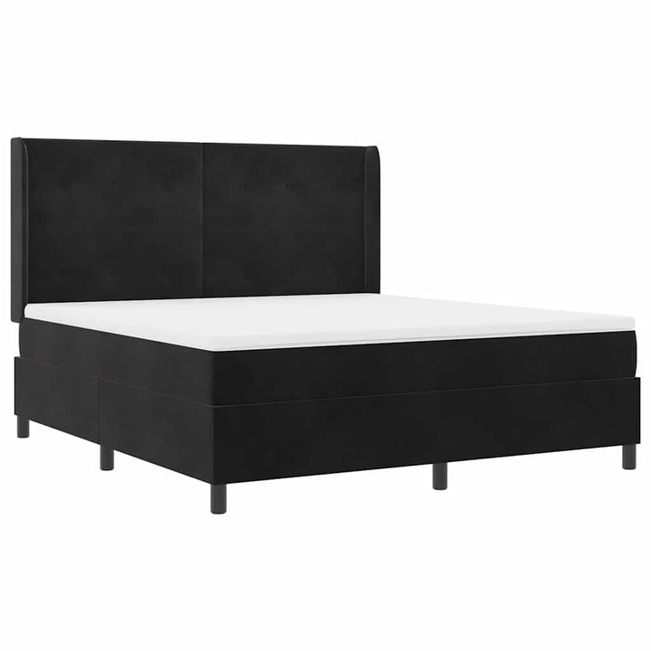Box spring seng med madras Sort 180 x 200 cm Fløjl