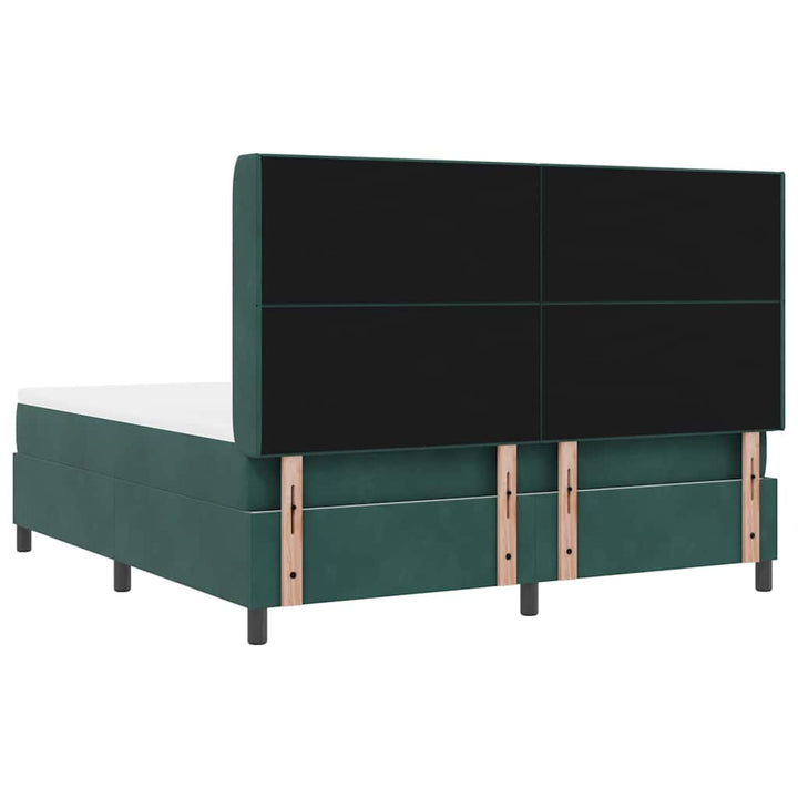 Box spring seng med madras Mørkegrøn 180 x 200 cm Fløjl