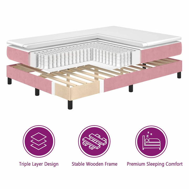 Box spring seng med madras Lyserød 180 x 200 cm Fløjl