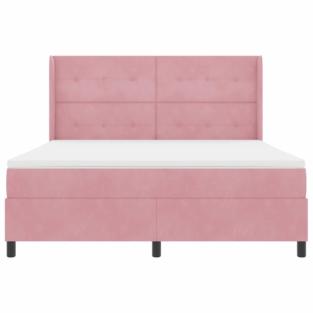 Box spring seng med madras Lyserød 180 x 200 cm Fløjl