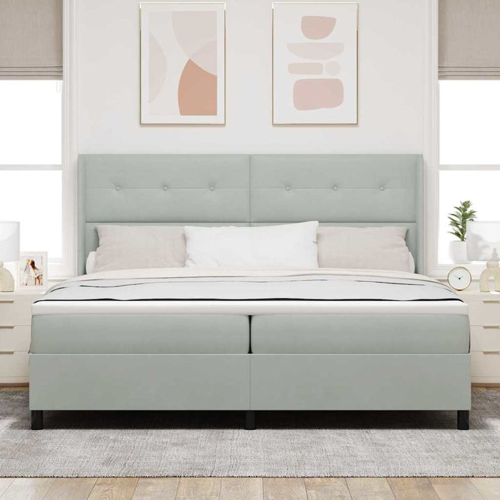 Box spring seng med madras Lysegrå 200 x 200 cm Fløjl