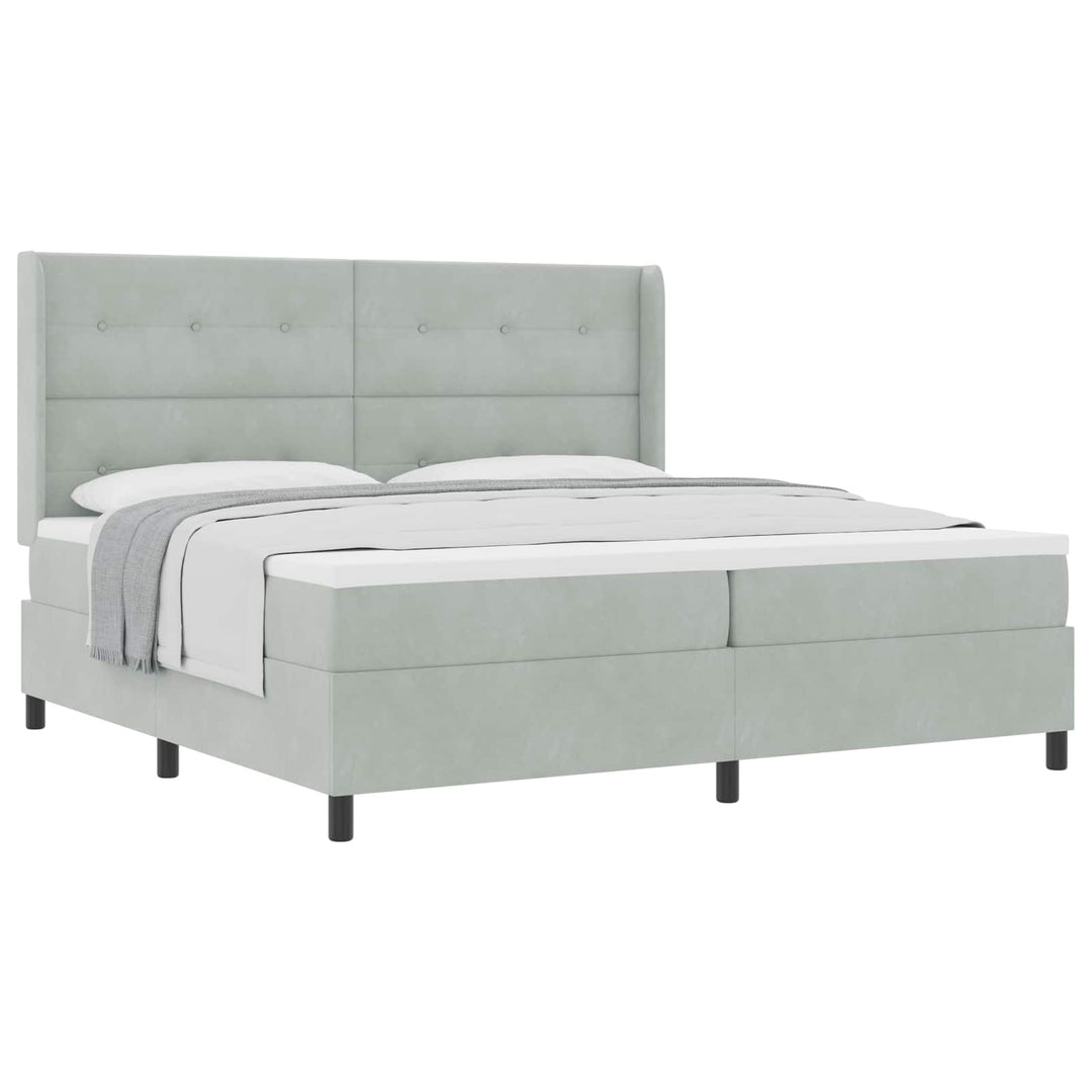 Box spring seng med madras Lysegrå 200 x 200 cm Fløjl
