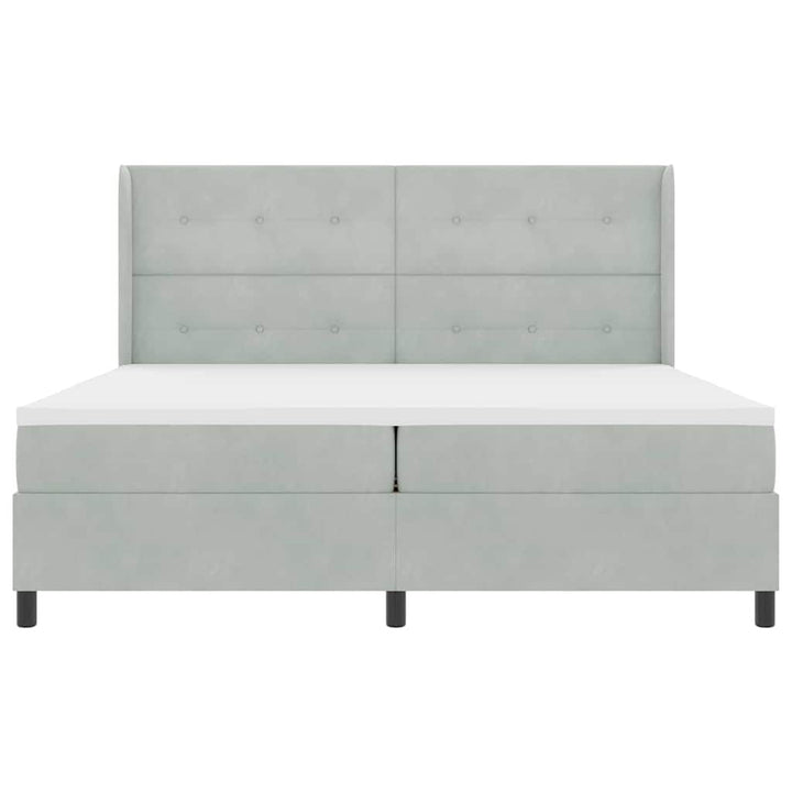 Box spring seng med madras Lysegrå 200 x 200 cm Fløjl