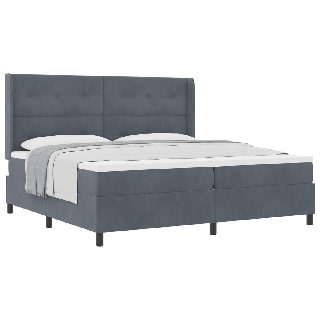 Box spring seng med madras Mørkegrå 200 x 200 cm Fløjl