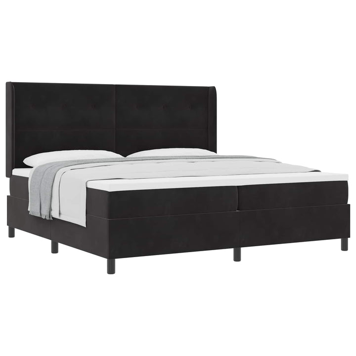 Box spring seng med madras Sort 200 x 200 cm Fløjl