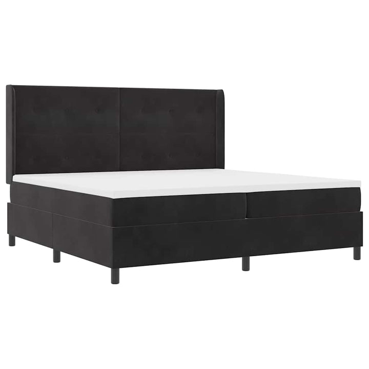 Box spring seng med madras Sort 200 x 200 cm Fløjl