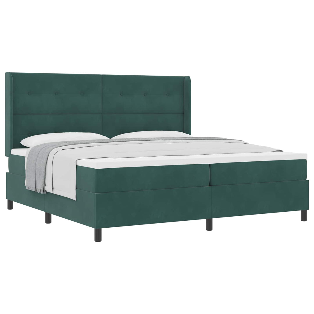 Box spring seng med madras Mørkegrøn 200 x 200 cm Fløjl