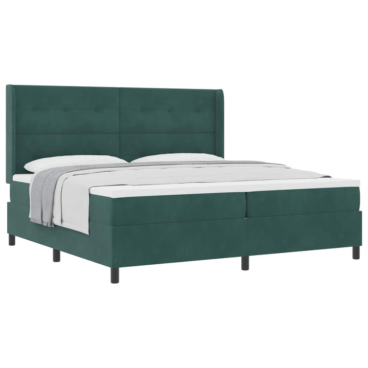 Box spring seng med madras Mørkegrøn 200 x 200 cm Fløjl