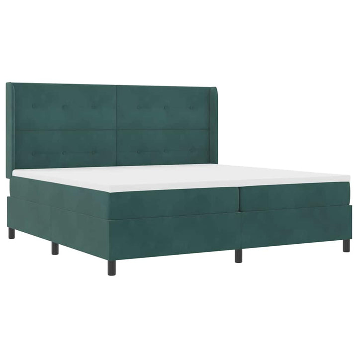 Box spring seng med madras Mørkegrøn 200 x 200 cm Fløjl