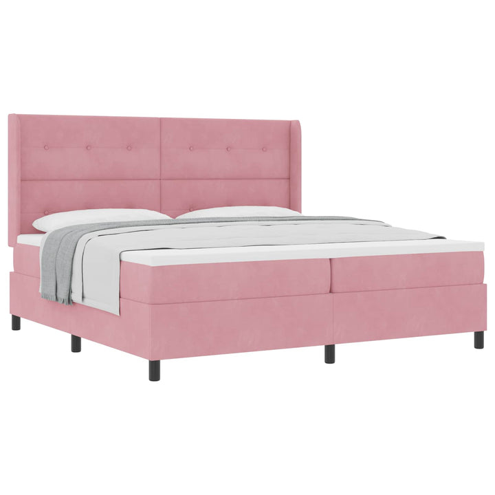 Box spring seng med madras Lyserød 200 x 200 cm Fløjl