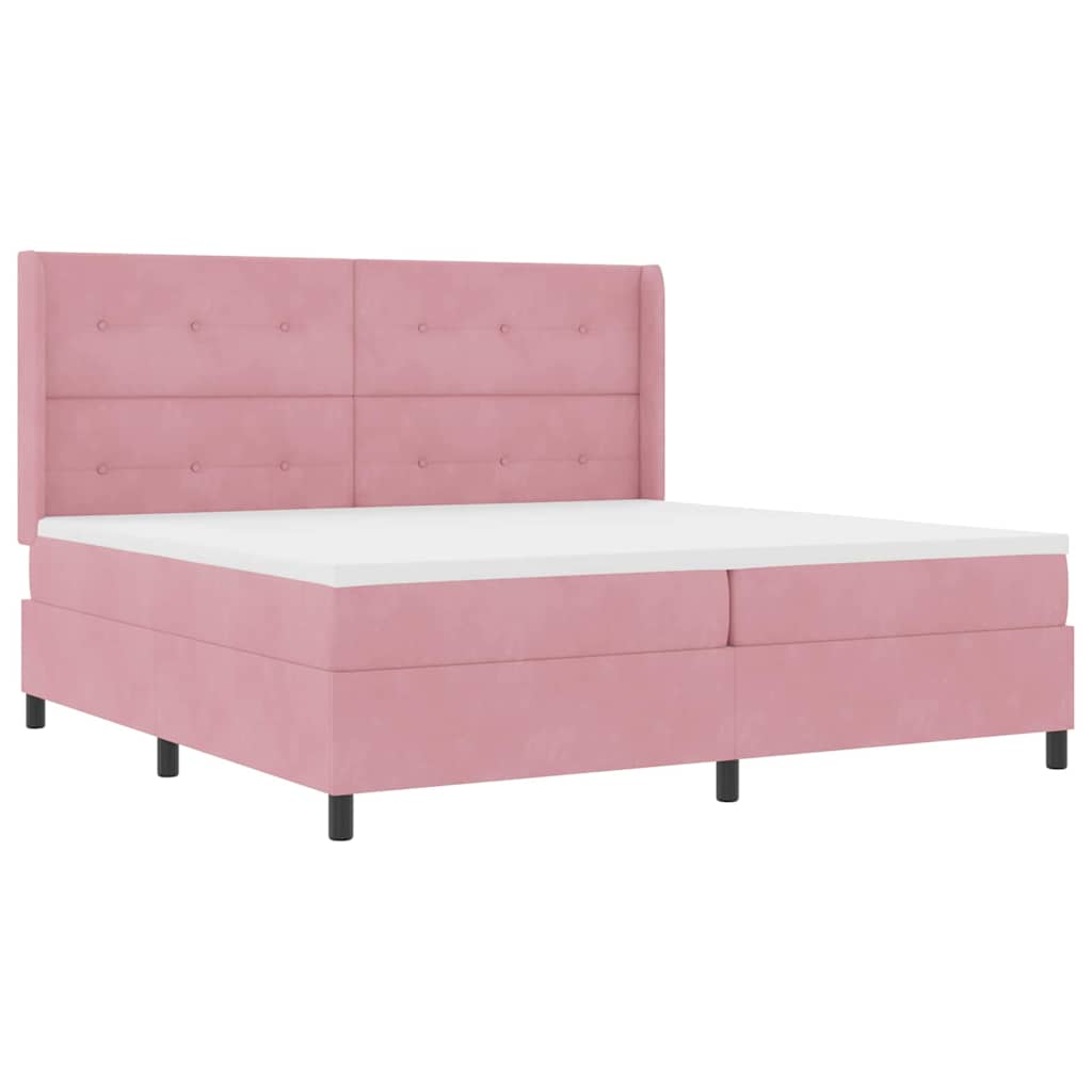 Box spring seng med madras Lyserød 200 x 200 cm Fløjl