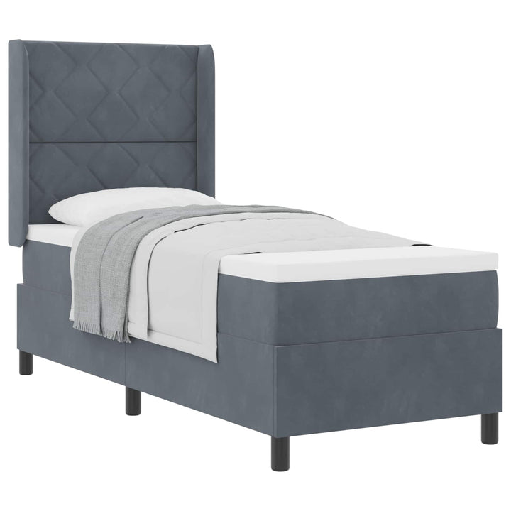 Box spring seng med hovedgærde Mørkegrå 80 x 200 cm Fløjl