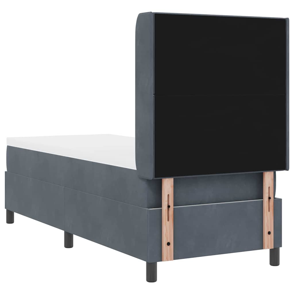 Box spring seng med hovedgærde Mørkegrå 80 x 200 cm Fløjl