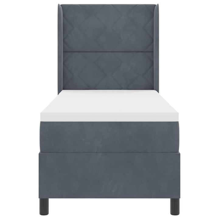 Box spring seng med hovedgærde Mørkegrå 80 x 200 cm Fløjl