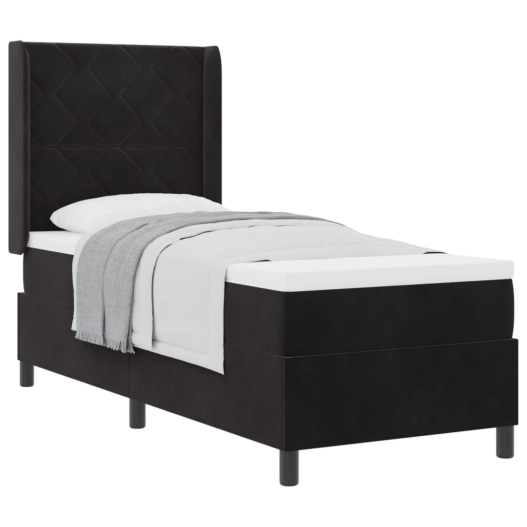 Box spring seng med hovedgærde Sort 80 x 200 cm Fløjl
