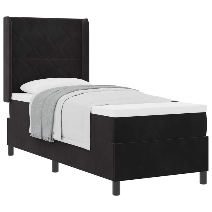 Box spring seng med hovedgærde Sort 80 x 200 cm Fløjl