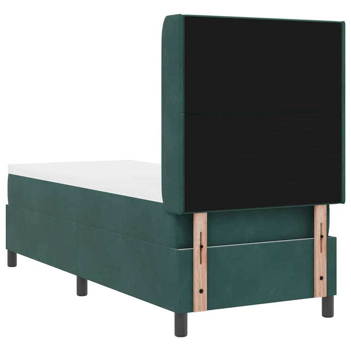 Box spring seng med hovedgærde Mørkegrøn 80 x 200 cm Fløjl