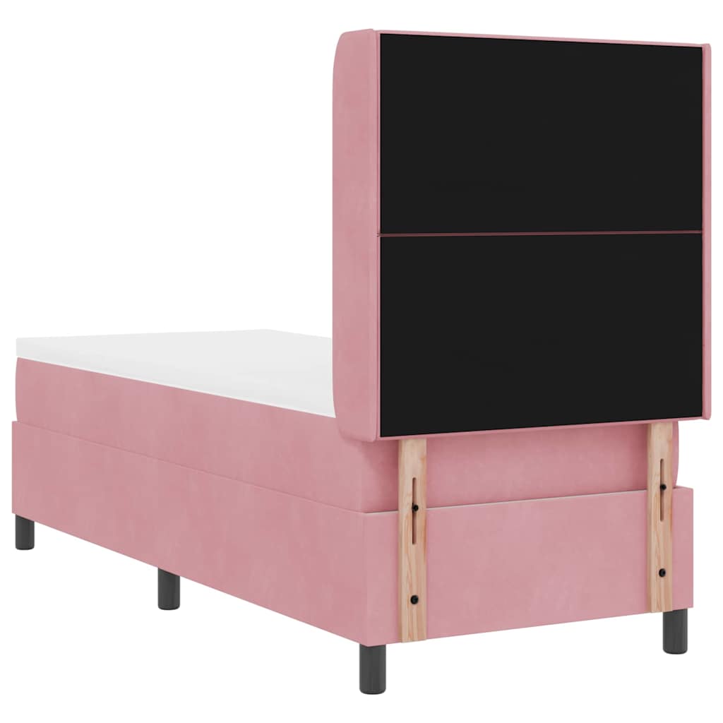 Box spring seng med madras Lyserød 80 x 200 cm Fløjl